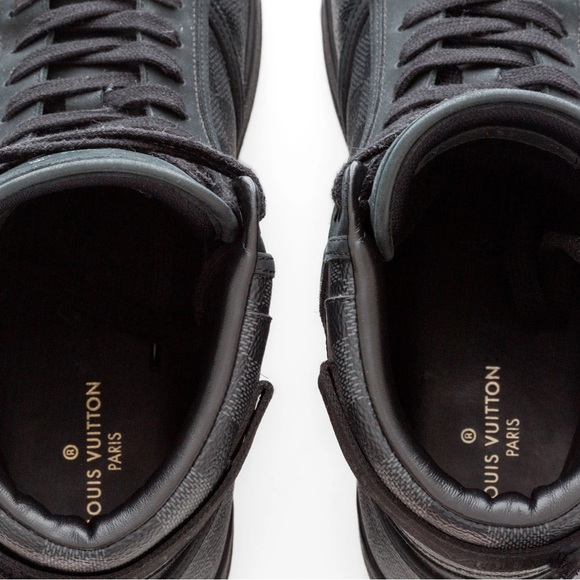 Louis Vuitton Rivoli Damier Graphite Black High-Top Sneakers Men's 9 - Picture 7 of 11